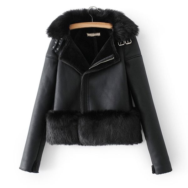 ly varey lin winter women faux fur leather jacket pu motorcycle zipper thick warm overcoat faux lamb wool fur collar outerwear 201030, Black
ly varey lin winter women faux fur leather jacket pu motorcycle zipper thick warm overcoat faux lamb wool fur collar outerwear 201030, Black
