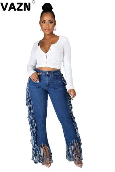 vazn 2020 unusual club high-end elegant tassel straight pants women long denim high waist long denim pants, Blue
vazn 2020 unusual club high-end elegant tassel straight pants women long denim high waist long denim pants, Blue