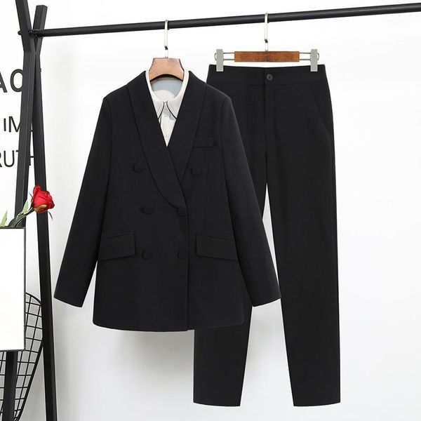 women's office lady two pieces solid elegant double breasted turn-down collar blazers trouesrs new pant suits plus size 4xl1, White;black
women's office lady two pieces solid elegant double breasted turn-down collar blazers trouesrs new pant suits plus size 4xl1, White;black