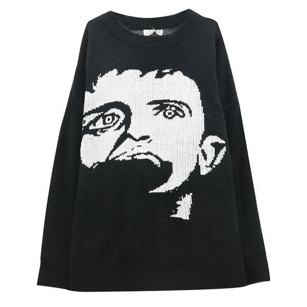 2021 harajuku cartoon character female autumn women plus size loose round neck long sleeve knit sweater xt2j, White;black
2021 harajuku cartoon character female autumn women plus size loose round neck long sleeve knit sweater xt2j, White;black