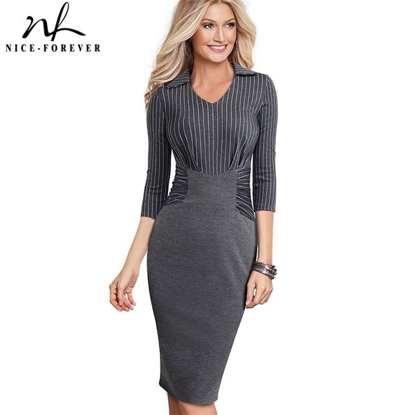 nice-forever vintage elegant stripe patchwork wear to work vestidos business party bodycon office women career dress b479 y200418, Black;gray
nice-forever vintage elegant stripe patchwork wear to work vestidos business party bodycon office women career dress b479 y200418, Black;gray