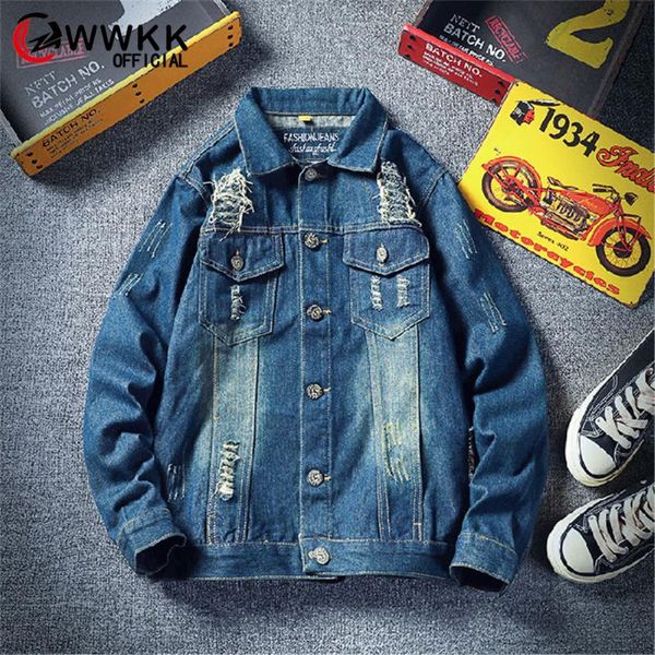 wwkk men's new slim fit jackets trend comfortable male fashion solid color streetwear washed color standing collar denim jacket, Black;brown
wwkk men's new slim fit jackets trend comfortable male fashion solid color streetwear washed color standing collar denim jacket, Black;brown