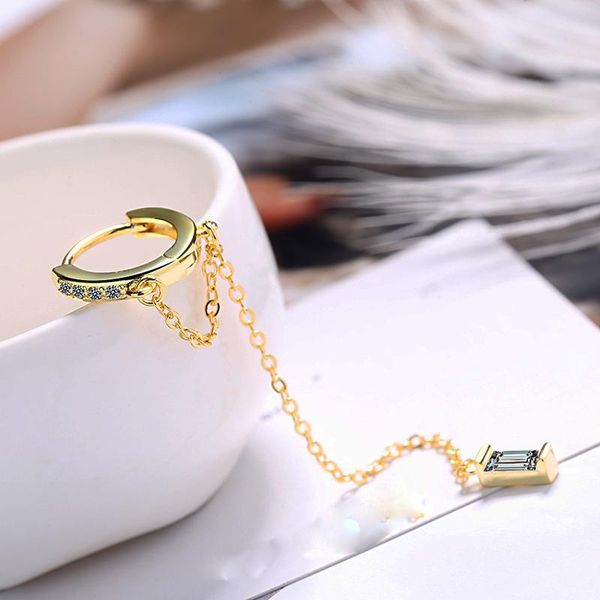 simple hoop earrings crystal zirconia stone small huggies earring with chain tassel bohemia trendy ear jewelry for women 1 pcs, Golden;silver
simple hoop earrings crystal zirconia stone small huggies earring with chain tassel bohemia trendy ear jewelry for women 1 pcs, Golden;silver