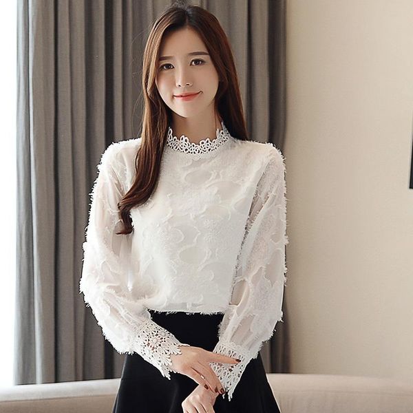 women's blouses & shirts womens blouse chiffon lace shirt long sleeve solid color blusa feminina plus size clothing for women, White
women's blouses & shirts womens blouse chiffon lace shirt long sleeve solid color blusa feminina plus size clothing for women, White