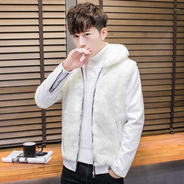 2020 men with hair thickening hooded fur youth fashion handsome personality imitation fur leather jacket1, Black
2020 men with hair thickening hooded fur youth fashion handsome personality imitation fur leather jacket1, Black