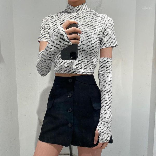 european and american fashion short-sleeved exposed navel letter round neck plus sleeve thumb cuffs spring and summer women'1, White
european and american fashion short-sleeved exposed navel letter round neck plus sleeve thumb cuffs spring and summer women'1, White