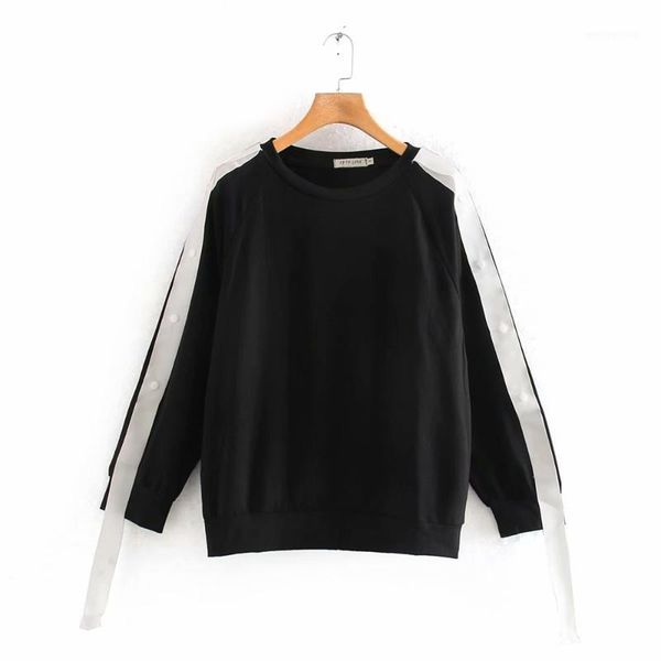 women's hoodies & sweatshirts 2021 spring women's fashion simple sleeve webbing design round collar retro contrast loose casual ho, Black
women's hoodies & sweatshirts 2021 spring women's fashion simple sleeve webbing design round collar retro contrast loose casual ho, Black