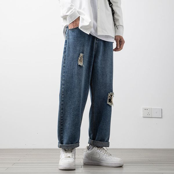 2021 new men's casual oversize 2021 straight woman hole denim pants korean streetwear man solid color jeans clothing nkky, Blue
2021 new men's casual oversize 2021 straight woman hole denim pants korean streetwear man solid color jeans clothing nkky, Blue