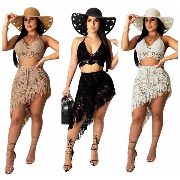2020 new crochet 2pcs/set beach cover up women crop irregular tassel mini skirts bikini swimsuit bathing suit cover ups1, White;black
2020 new crochet 2pcs/set beach cover up women crop irregular tassel mini skirts bikini swimsuit bathing suit cover ups1, White;black