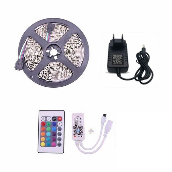 smd 5050 adhesive tape 5m roll kit rgb led strip light ribbon with 24 keys wifi led controller waterproof support music
smd 5050 adhesive tape 5m roll kit rgb led strip light ribbon with 24 keys wifi led controller waterproof support music