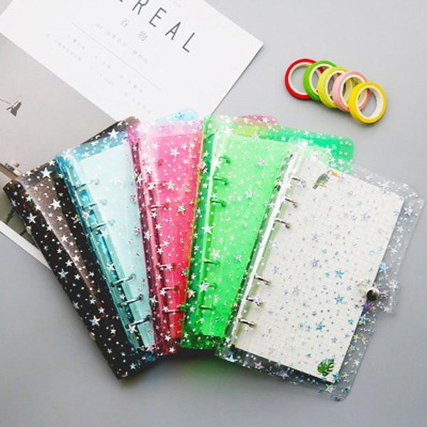 A5 A6 Star Transparent Loose Leaf Binder Notebook Inner Core Cover Note Book Planner Office Stationery Supplies