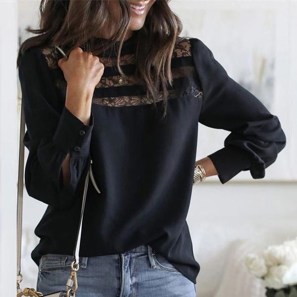 flower lace spliced blouse women's 2021 autumn winter black elegant shirts ladies o neck long sleeve office commute, White
flower lace spliced blouse women's 2021 autumn winter black elegant shirts ladies o neck long sleeve office commute, White