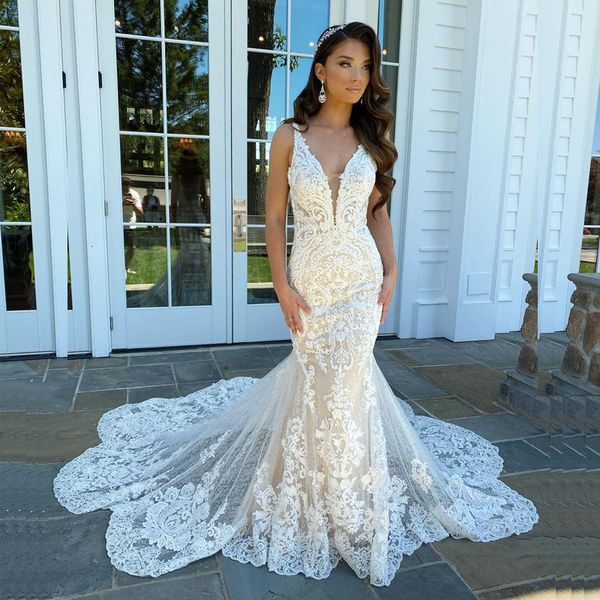 2021 new vintage ribbons mermaid gown deep v-sleeveless cleavage to the floor dressed as wedding m9p3, White
2021 new vintage ribbons mermaid gown deep v-sleeveless cleavage to the floor dressed as wedding m9p3, White