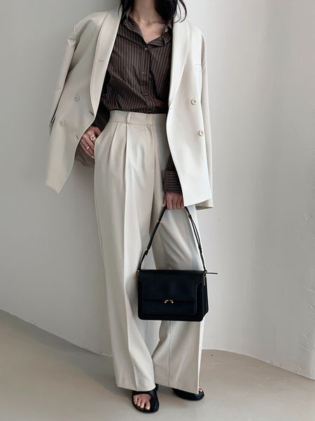 2021 new elegant women pant double-breasted blazer jacket high waist pants 2 pieces-set office lady style work suits sy3z, White;black
2021 new elegant women pant double-breasted blazer jacket high waist pants 2 pieces-set office lady style work suits sy3z, White;black