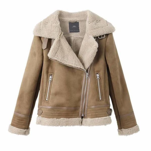 women's leather & faux 2021 winter thick deer velvet jacket lambskin fur one locomotive slim female, Black
women's leather & faux 2021 winter thick deer velvet jacket lambskin fur one locomotive slim female, Black