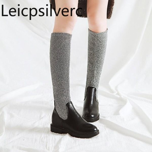 boots women's autumn and winter the fashion round head low-heeled internal increase high tube shoes plus size 34-431, Black
boots women's autumn and winter the fashion round head low-heeled internal increase high tube shoes plus size 34-431, Black