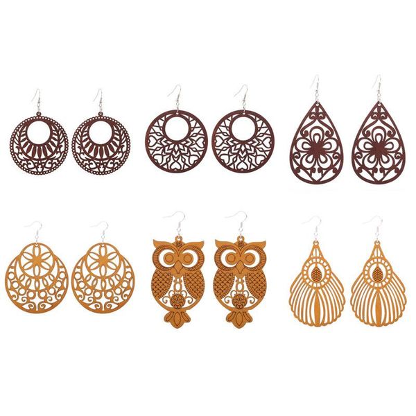 6 Pairs Good Quality Wood Earrings Organic brown Hollow African Woman Wooden Brincos, Silver
6 Pairs Good Quality Wood Earrings Organic brown Hollow African Woman Wooden Brincos, Silver