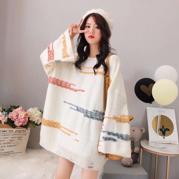 women's sweaters woman clothing autumn loose mid-length flare sleeve sweater femme chandails pull hiver, White;black
women's sweaters woman clothing autumn loose mid-length flare sleeve sweater femme chandails pull hiver, White;black