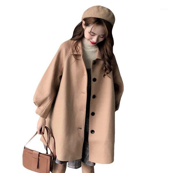 women's wool & blends 2021 autumn winter women coat single breasted woolen overcoat female warm solid color loose outerwear z2191, Black
women's wool & blends 2021 autumn winter women coat single breasted woolen overcoat female warm solid color loose outerwear z2191, Black