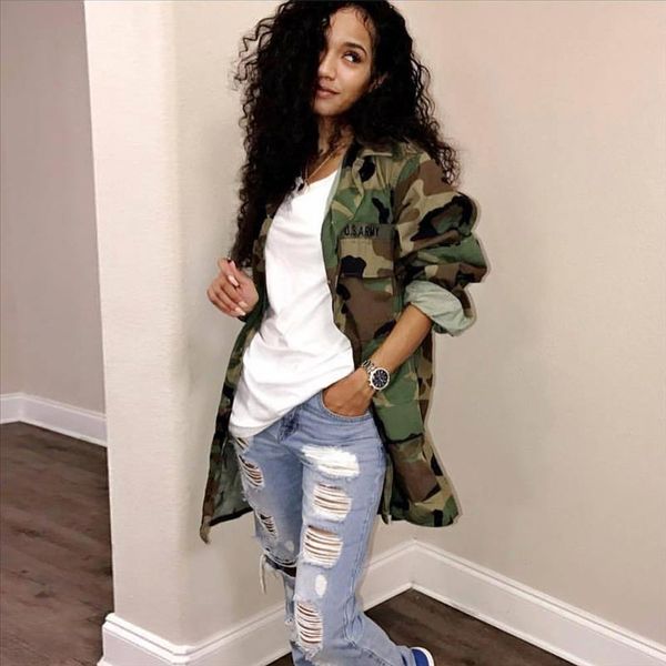 2021 fashion women loose camouflage coat turn down collar pocket long sleeve button up casual army green military outwear jacket, Black;brown
2021 fashion women loose camouflage coat turn down collar pocket long sleeve button up casual army green military outwear jacket, Black;brown