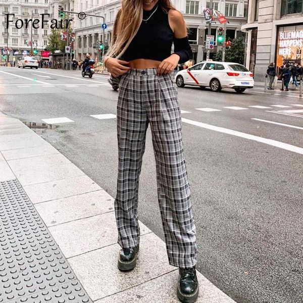 forefair casual full length plaid pants women black high waist wide legs casual check trousers for women, Black;white
forefair casual full length plaid pants women black high waist wide legs casual check trousers for women, Black;white