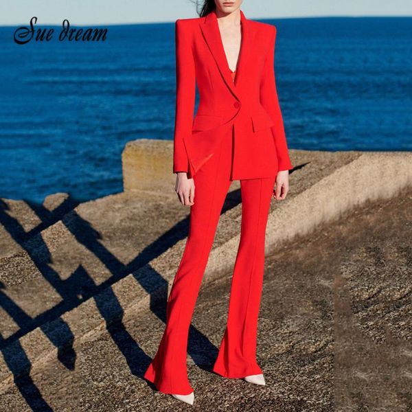 women's two piece pants 2021 winter suit red long sleeve lapel blazer and 2 fashion office high street, White
women's two piece pants 2021 winter suit red long sleeve lapel blazer and 2 fashion office high street, White