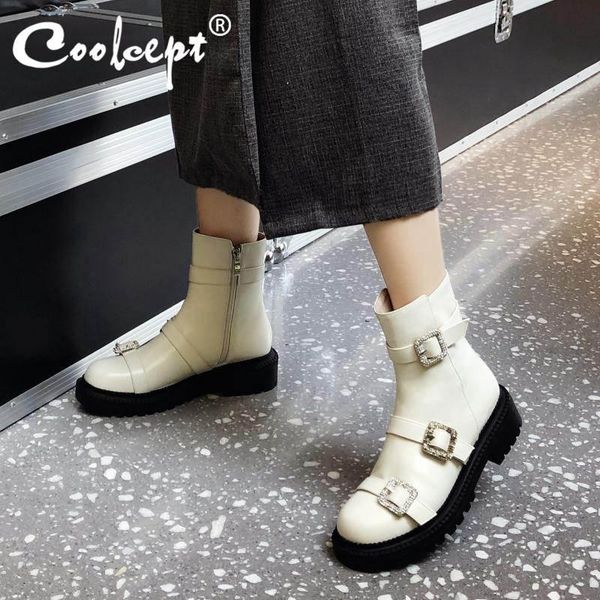 coolcept women ankle boots winter genuine leather luxury designer shoes women crystal buckle zipper flats short boots size 35-39, Black
coolcept women ankle boots winter genuine leather luxury designer shoes women crystal buckle zipper flats short boots size 35-39, Black