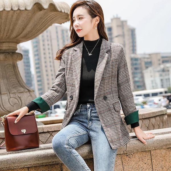 women's single coat 2019 autumn new casual fashion temperament loose lattice single-breasted small suit women's shirt1, White;black
women's single coat 2019 autumn new casual fashion temperament loose lattice single-breasted small suit women's shirt1, White;black