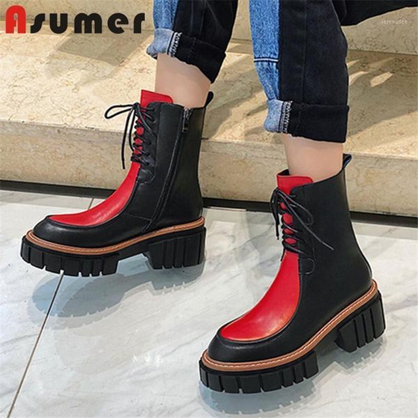 asumer 2020 ankle boots women mixed colors thick bottom genuine leather shoes round toe fashion casual shoes ladies1, Black
asumer 2020 ankle boots women mixed colors thick bottom genuine leather shoes round toe fashion casual shoes ladies1, Black