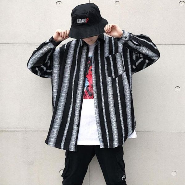 oversized cotton striped shirts men hip hop streetwear mens clothing korean single pocket loose casual long sleeve shirts male1, White;black
oversized cotton striped shirts men hip hop streetwear mens clothing korean single pocket loose casual long sleeve shirts male1, White;black