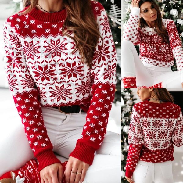40#women christmas sweater autumn winter ladies knitted jumper pullover sweater snowflake elk print warm sweaters plus size, White;black
40#women christmas sweater autumn winter ladies knitted jumper pullover sweater snowflake elk print warm sweaters plus size, White;black
