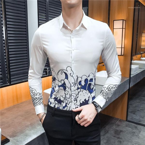 men's dress shirts spring man streetwear club party clothes chemise homme camisa masculina black white shirt men print casual slim fit, White;black
men's dress shirts spring man streetwear club party clothes chemise homme camisa masculina black white shirt men print casual slim fit, White;black