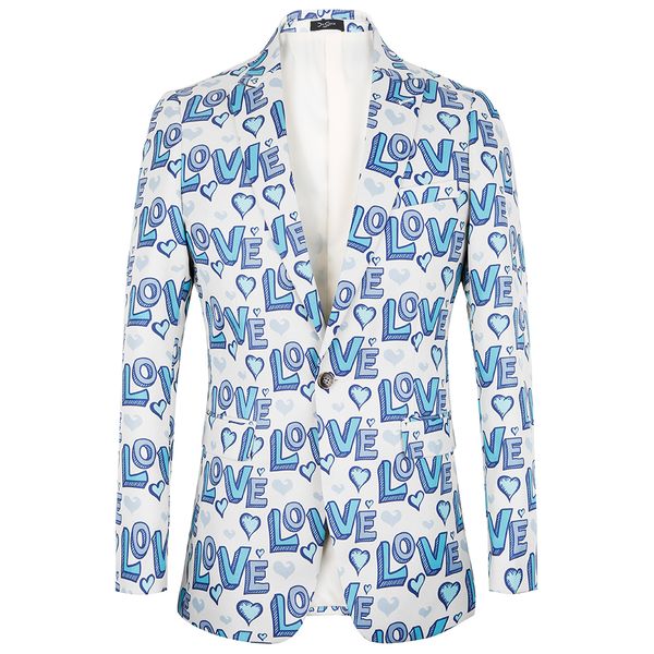 2020 fashion fall blazer lyrics love printing design party stage attire men's jacket blazers, White;black
2020 fashion fall blazer lyrics love printing design party stage attire men's jacket blazers, White;black