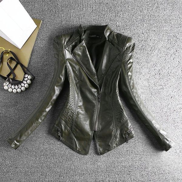 women's jackets plus size 4xl 2021 fashion spring and autumn lady leather classic solid color pu locomotive short jacket, Black;brown
women's jackets plus size 4xl 2021 fashion spring and autumn lady leather classic solid color pu locomotive short jacket, Black;brown
