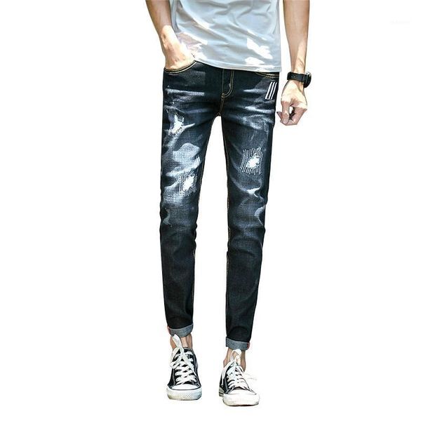 2020 fashion men's trousers black denim men's slim fit leisure long pants jeans homme skinny jeans men denim pencil pants1, Blue