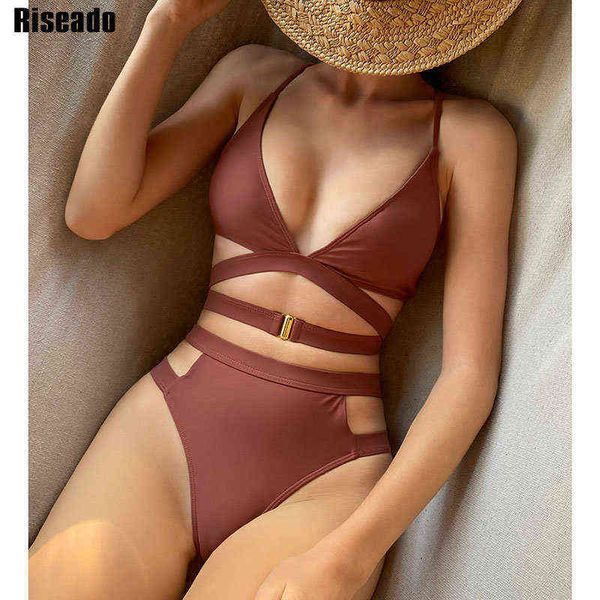 riseado high waist women's bikini cut out swimsuit brown women swimwear v-neck bathing suit buckle decor biquinis set, White;black
riseado high waist women's bikini cut out swimsuit brown women swimwear v-neck bathing suit buckle decor biquinis set, White;black