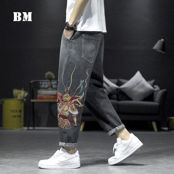 chinese style goku embroidered plus size straight jeans harajuku fashion casual trousers men clothing black denim cargo pants, Blue
chinese style goku embroidered plus size straight jeans harajuku fashion casual trousers men clothing black denim cargo pants, Blue