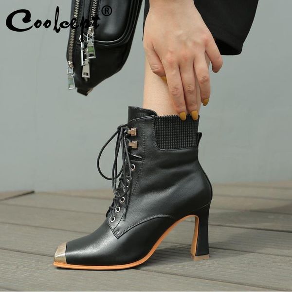 boots coolcept women ankle genuine leather high heels shoes zipper cross strap black office ladies footwear size 34-43
boots coolcept women ankle genuine leather high heels shoes zipper cross strap black office ladies footwear size 34-43