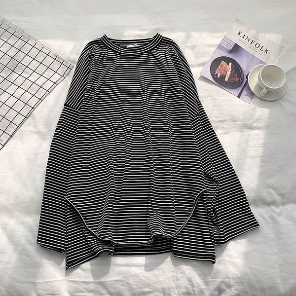 2021 new spring o-neck split hem striped shirts long sleeve cotton t shirt women clothes slim fashion cw7a, White
2021 new spring o-neck split hem striped shirts long sleeve cotton t shirt women clothes slim fashion cw7a, White