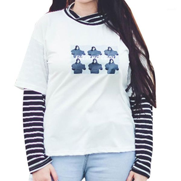 2018 spring autumn women t shirt character leer print stripe patchwork casual loose long sleeve t shirt tee, White
2018 spring autumn women t shirt character leer print stripe patchwork casual loose long sleeve t shirt tee, White