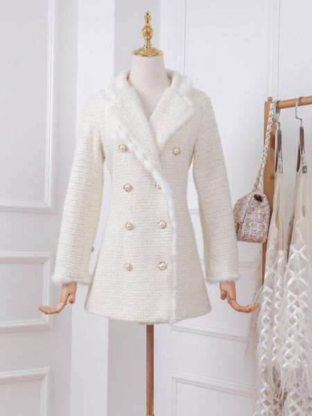women's suits & blazers tweed blazer for women 2021 double-breasted coat 1101, White;black
women's suits & blazers tweed blazer for women 2021 double-breasted coat 1101, White;black