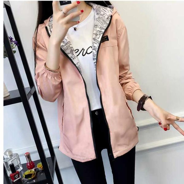 2020 new spring autumn two side wear women jacket hooded cartoon print outwear loose coat windbreaker female re2269, Black;brown
2020 new spring autumn two side wear women jacket hooded cartoon print outwear loose coat windbreaker female re2269, Black;brown