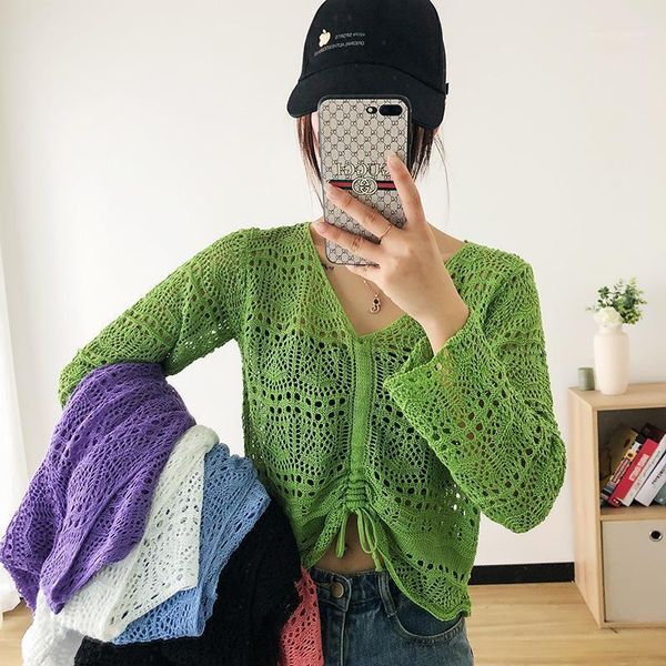 women's sweaters women loose knit sweater drawstring hollow v-neck blouse thin ruched full long sleeve solid korean style summer autum, White;black
women's sweaters women loose knit sweater drawstring hollow v-neck blouse thin ruched full long sleeve solid korean style summer autum, White;black