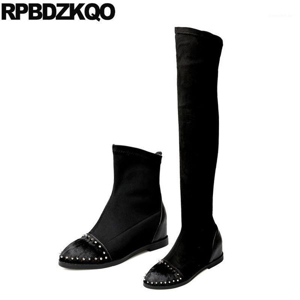 boots stretch fall real leather slim horsehair shoes stud long elevator slip on thigh high women ankle medium heel over the knee1, Black
boots stretch fall real leather slim horsehair shoes stud long elevator slip on thigh high women ankle medium heel over the knee1, Black