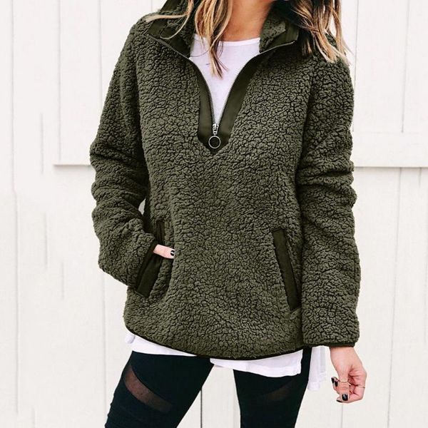women fleece sweatshirt winter casual faux fur zipper collar female hoodies warm turtleneck thick sherpa, Black
women fleece sweatshirt winter casual faux fur zipper collar female hoodies warm turtleneck thick sherpa, Black