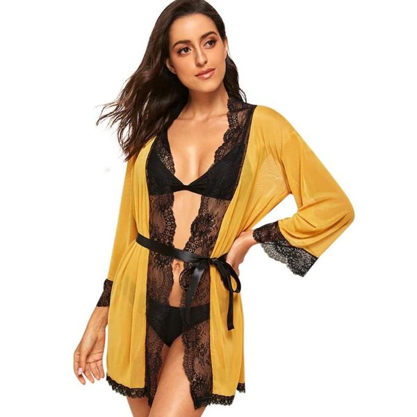 women's sleepwear mesh nightgown nightie lace robe solid perspective stitching robes thin yellow women sleep bathrobe fashion, Black;red
women's sleepwear mesh nightgown nightie lace robe solid perspective stitching robes thin yellow women sleep bathrobe fashion, Black;red