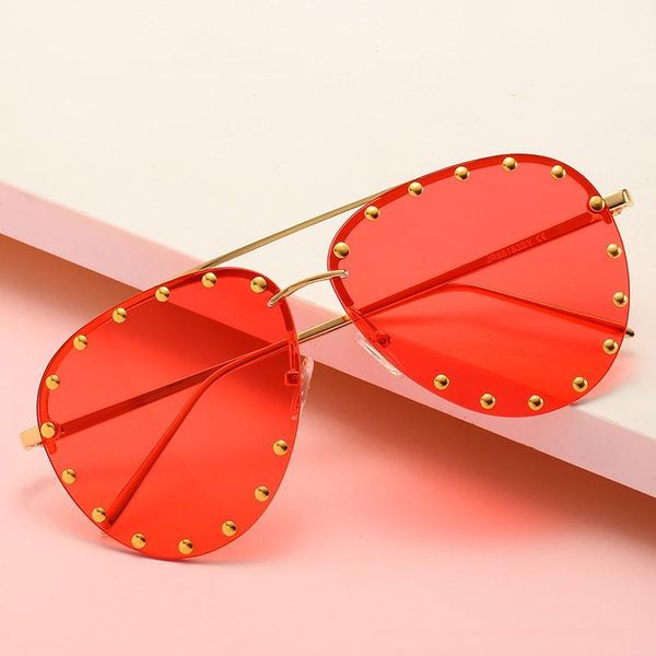 new fashion rimless pilot sunglasses women vintage designer diamond cutting lens rivet sun glasses for female uv4001, White;black
new fashion rimless pilot sunglasses women vintage designer diamond cutting lens rivet sun glasses for female uv4001, White;black