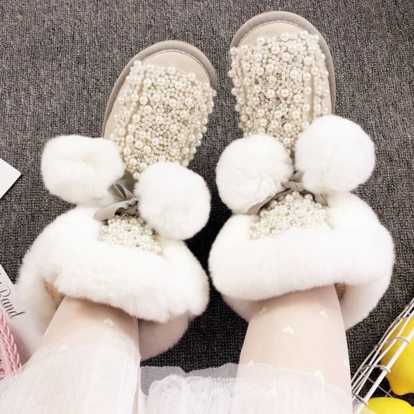 pearl granules luxury of rabbit skin bobble lace to snow suede warm fur leather winter soft pompon mid-calf boots 8fzf, Black
pearl granules luxury of rabbit skin bobble lace to snow suede warm fur leather winter soft pompon mid-calf boots 8fzf, Black