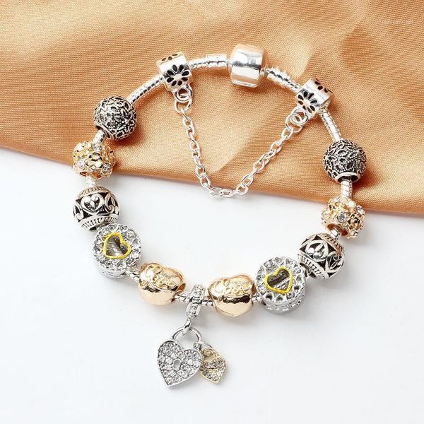 korean version of the new inlaid crystal love diy creativity pendant bracelet1, Golden;silver
korean version of the new inlaid crystal love diy creativity pendant bracelet1, Golden;silver