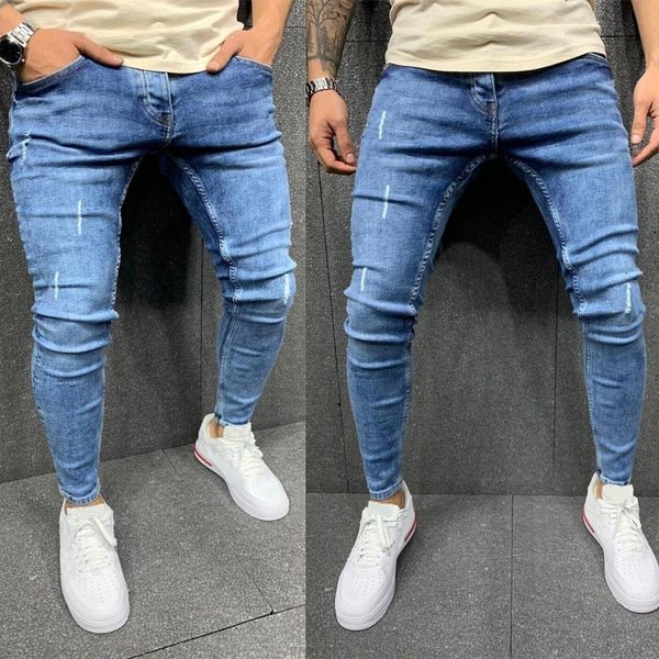 men's casual small leg jeans and tights, Blue
men's casual small leg jeans and tights, Blue